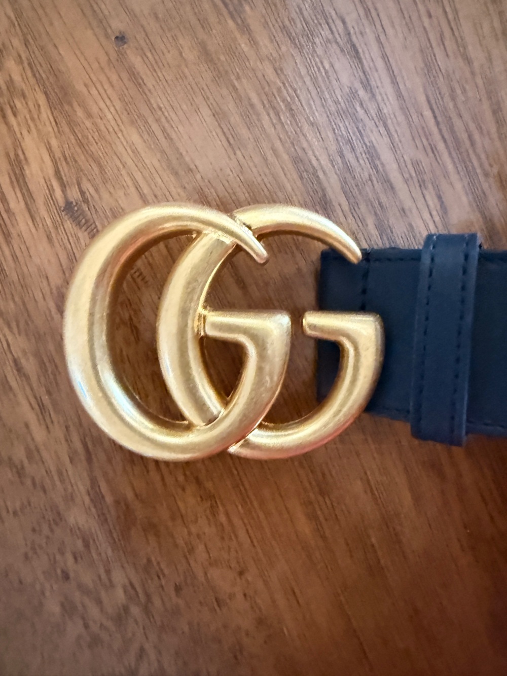 Gucci Black Leather Belt with Gold Double G Buckle